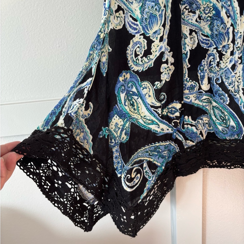 Papa Vancouver 100% Cotton Paisley Asymmetrical Sleeveless Top - Picture 3 of 9